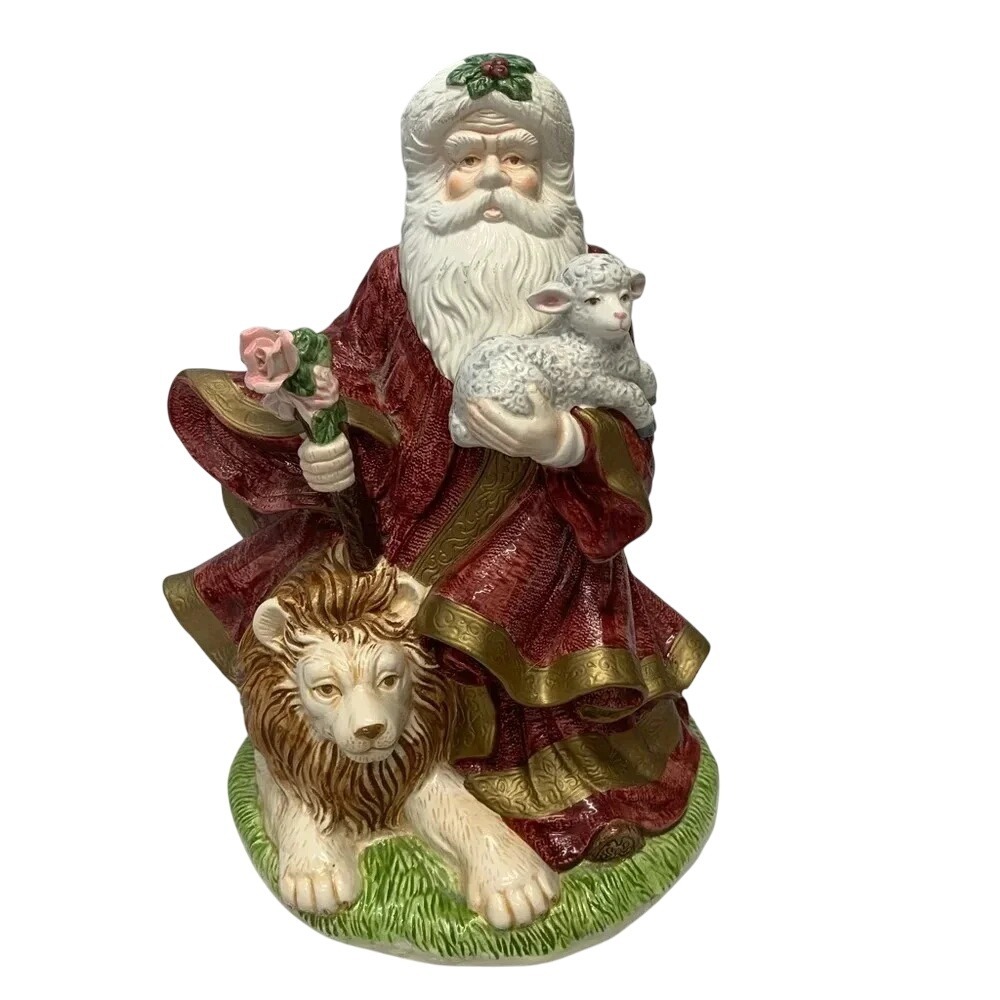 Vintage Christmas Around The World Peaceful Kingdom Santa Lamb Lion Musical Tall